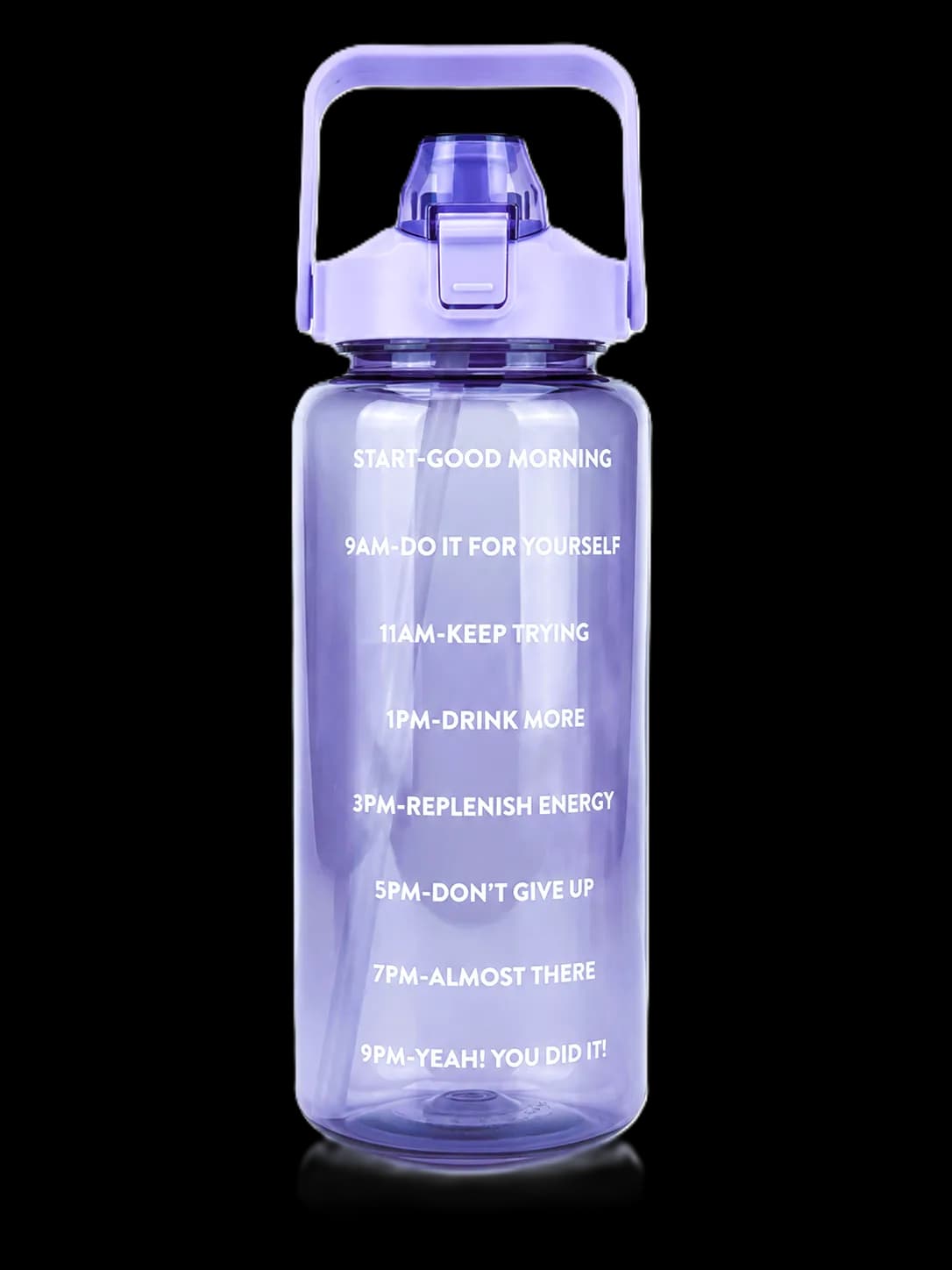2L Motivational Water Bottle with Time Marker & Straw | Leakproof BPA-Free Gym Bottle with Carry Handle